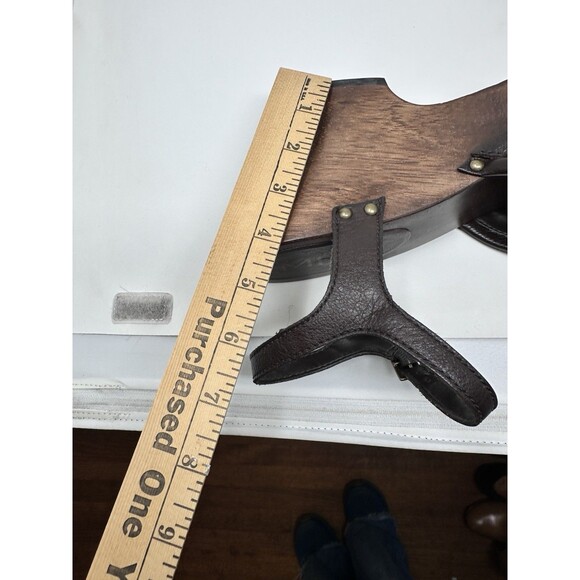 Mia Womens 9 Studed Clogs Sandals Black Leather Wood Heel Peep Toe - Picture 9 of 10